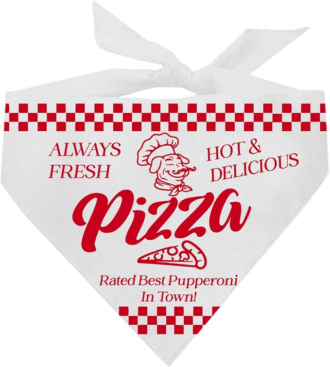 Pupperoni Pizza Box Costume Dog Bandana, X-Small, X-Small, White