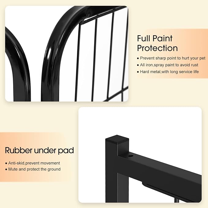 BestPet | Dog Playpen | 24 Inch, 8 Panels | Heavy Duty Metal Pet Exercise Pen | Indoor Outdoor Fence Panels | Rust-Resistant, Removable, Tool-Free Setup | Anti-Skid, Expandable Design