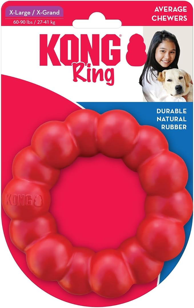 KONG Ring, Natural Rubber Chew Toy for Dental Health, for Extra Large Dogs | KONG Natural Rubber Ring Toy That Supports Healthy Chewing Habits, Dog Dental Health & Natural Play Instincts