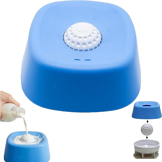 Slow Feeder Dog Bowl, Rolling Lick Ball & Lick Mat for Dogs Cats, Spill-Resistant Puzzle Feeder for Liquid Treats, Food-Grade Rubber, Non-Slip Interactive Toy for Anxiety Relief & Boredom (Blue-1PCS)
