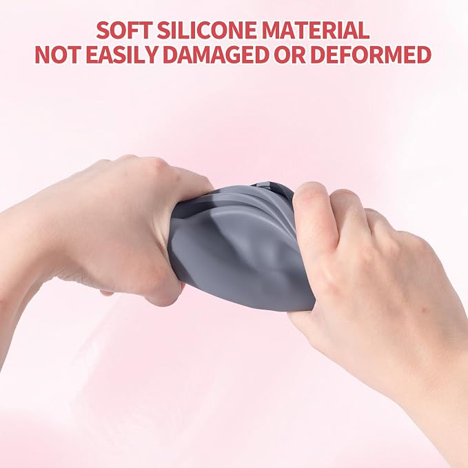 2-Pack Silicone Collapsible Dog Bowl, Ear Shape, 25oz, Pink and Grey