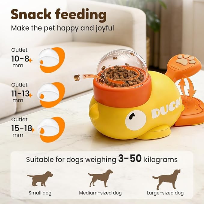Dog Interactive Treat Dispenser, 2026 New Yellow Duck Cat Treat Dispenser, Interactive Dog Food Dispenser with Button, Dog Slow Feeder Prevents Bloating for Small & Large Cats Dogs (2Pcs)