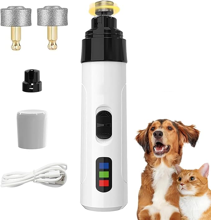 Quiet Dog Nail Grinder, 2-Speed, with 2 Grinding Heads
