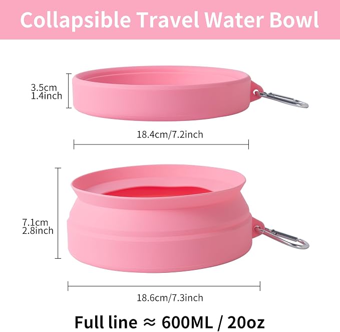 SLSON Spill Proof Dog Water Bowl for Cars, Pink