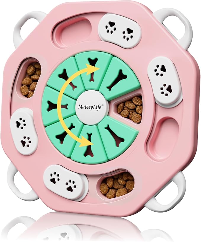 MateeyLife Interactive Dog Puzzle Toy for Smart Dogs, Mental Stimulation Dog Enrichment Toys, Treat Dispensing Dog Toys to Keep Them Busy for Small and Medium Dogs, IQ Training Puzzle Feeder (Pink)