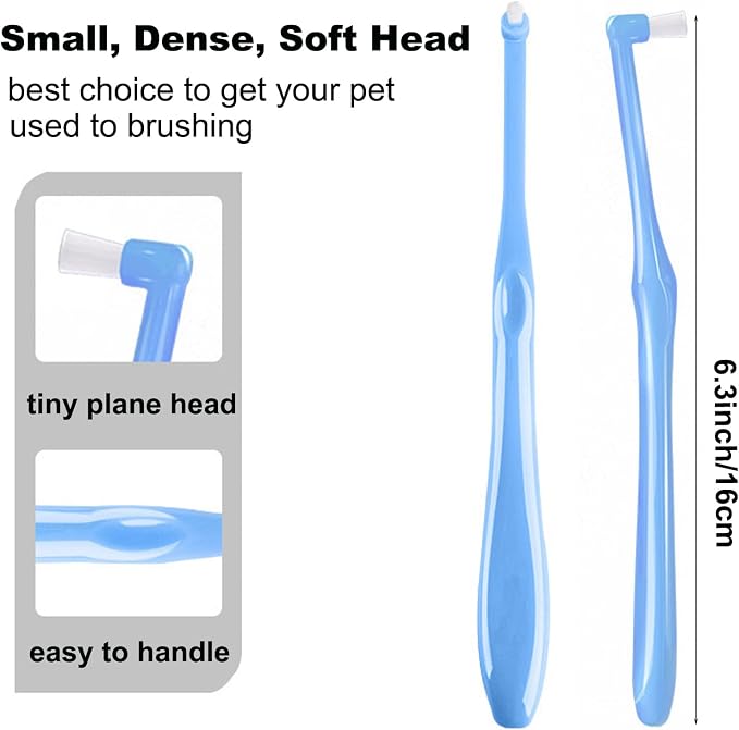 Three Sided Dog Toothbrush Kit, 2 Size Dog Toothbrush for Adult Puppy with Small Soft Head, Pet Teeth Deep Clean Dense Brush, Small Tooth Cleaning