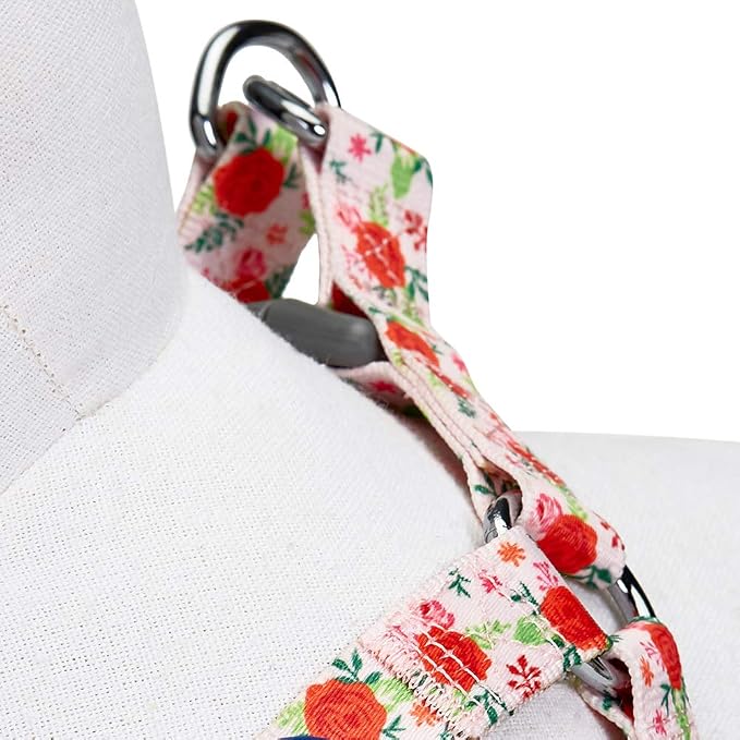 Blueberry Pet Essentials Step-in Spring Scent Inspired Garden Floral Dog Harness in Baby Pink, Chest Girth 16.5" - 21.5", Small, Adjustable Harnesses for Dogs
