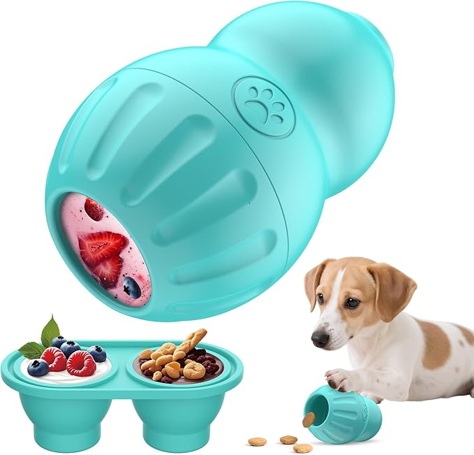 VIWIK Interactive Dog Toys to Keep Them Busy, Frozen Treat Dispensing Dog Puzzle Toy for Small Medium Breeds, Cognitive Dog Enrichment Toys, Freezable Fillable Rubber, Easy to Clean Blue