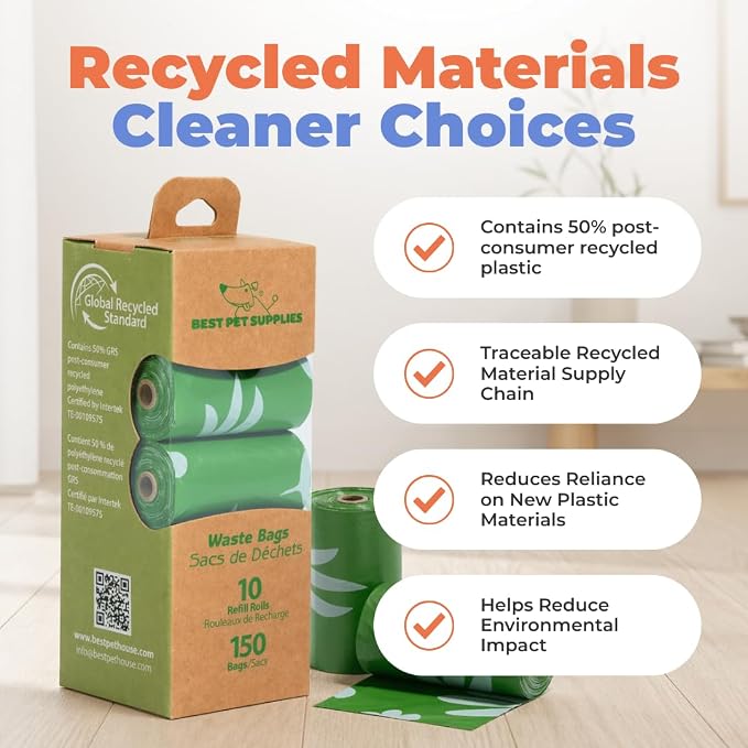 Best Pet Supplies Dog Poop Bags for Waste Refuse Cleanup, Doggy Roll Replacements for Outdoor Puppy Walking and Travel, Leak Proof and Tear Resistant, Thick Plastic - Green (Unscented), 300 Bags