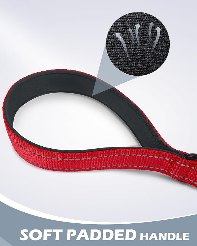 Joytale Short Dog Leash for Close Control & Training, 12", Red | Padded Comfort Handle, Reinforced Nylon Webbing, Secure Metal Clip, for Busy Streets & Heel Training