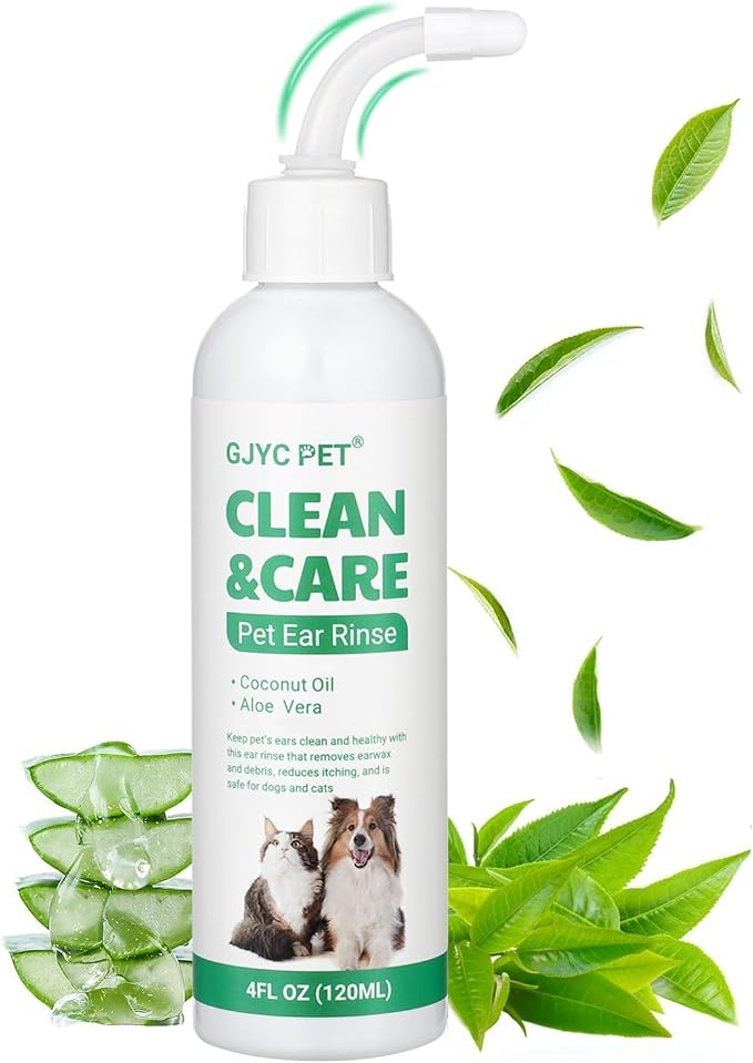 Ear Cleaner for Dogs and Cats with Flexible Long Tube, 4 oz