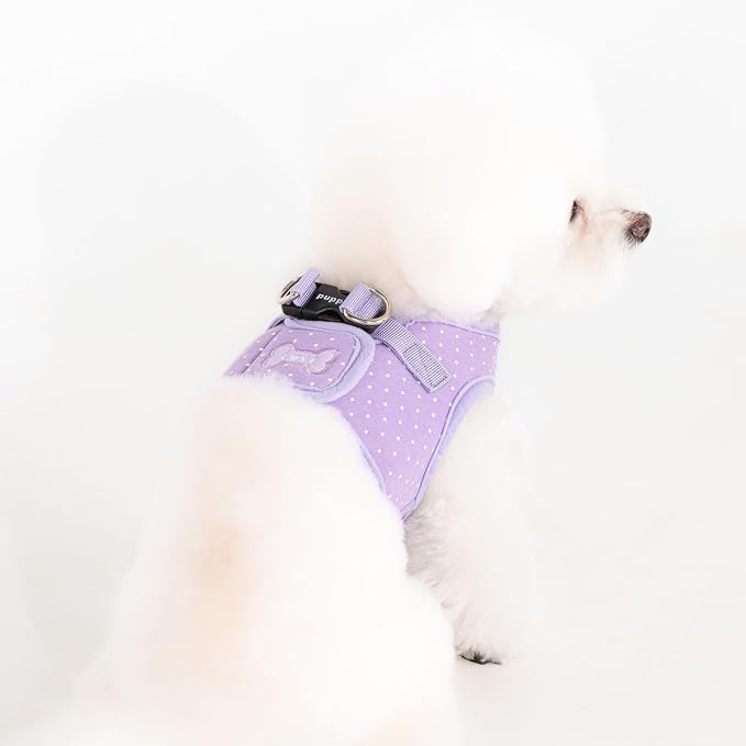 Puppia Dotty Dog Vest Harness B (Step-in) Fashionable Polka Dot Pattern Spring Summer Harness for Small Dogs, Violet, Medium