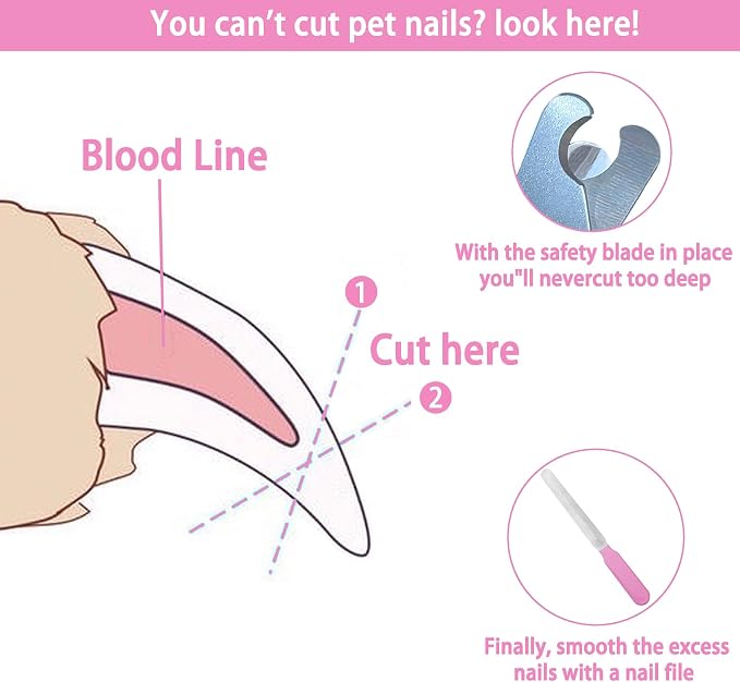 Dog & Cat Nail Clippers Kit, 5pcs, Pink