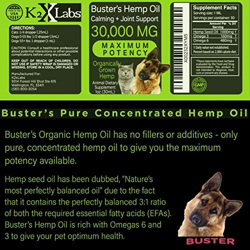 Buster's Hemp Oil for Dogs & Cats, Joint & Calming, Coat, 4-Pack