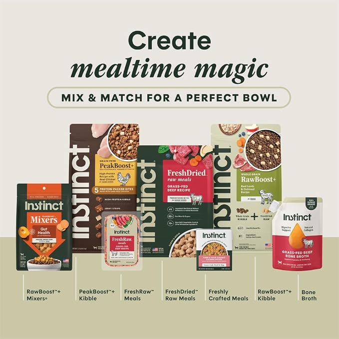 Instinct Freeze Dried Mixers, Dog Food Toppers, Gut Health + Skin & Coat Health Bundle, 5.5 oz.
