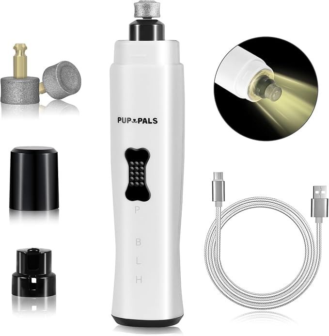 Upgraded Dog Nail Grinder with 5 LED Shadow-Free Light, +Concave Head