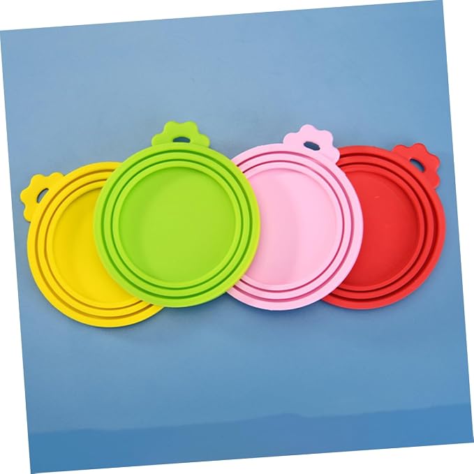 Ciieeo 6pcs Silicone Can Covers for Dog and Cat Food Dishwasher Safe Lids in Colors Yellow Orange Green Red Airtight Seal to Maintain Freshness and