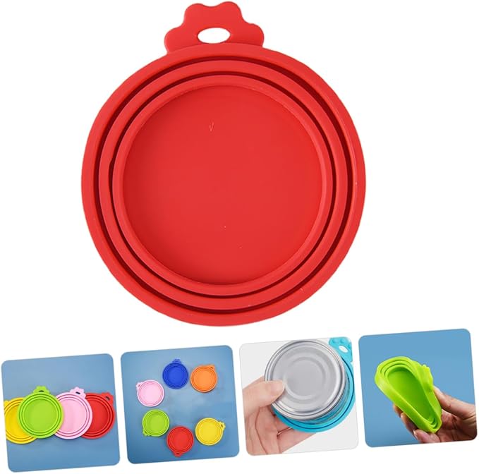 Ciieeo 6pcs Silicone Can Covers for Dog and Cat Food Dishwasher Safe Lids in Colors Yellow Orange Green Red Airtight Seal to Maintain Freshness and