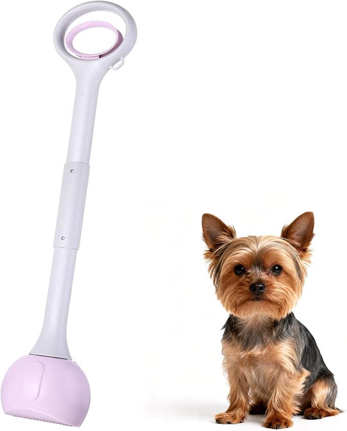 Poop Scooper, 27.6" Long Handle No Touch Dog Poop Scooper Grabber Foldable Spring Pick Up Tool Shovel, (Purple), Intended for Dogs Waste in Lawns/Grass/Dirt/Gravel