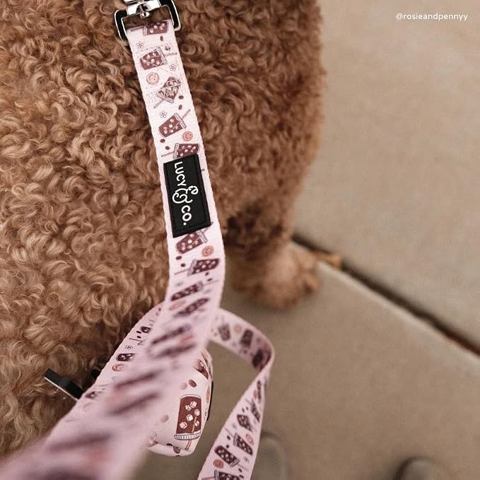 Lucy & Co. - Designer Dog Leash Comfortable Leash Training Product w/Adjustable Chest & Neck Straps - (Large, Tan White Coffee)