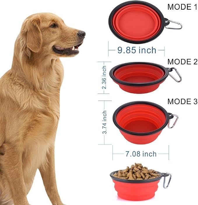 Extra Large Collapsible Dog Bowl, 3L/102oz, Red