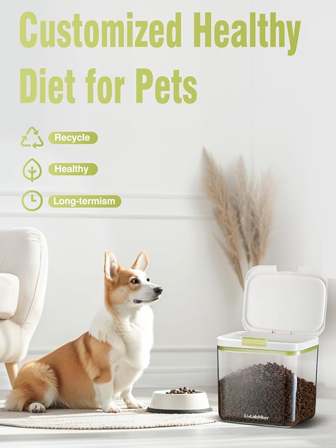 LivLab Mker 5.8lbs/98OZ/5.3qt Airtight Dog food storage container with lids, 5.8lbs, clear
