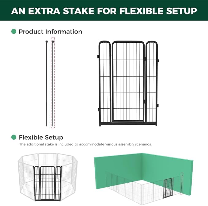 FXW Homeplus Unleashed Dog Playpen Designed for Indoor Use, 1 Add-on Gate, 40" Height for Medium and Large Dogs, Black │Patented