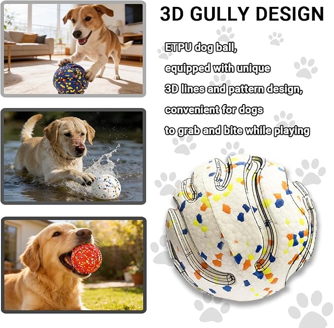 Mankoda Durable Dog Toy Ball, 5" Big Ball for Aggressive Chewers - White | Hollow Design, Bouncing & Lightweight, ETPU Non-Toxic Chewing, Built-in Bell, Dog Herding Toy for Medium / Large Dogs