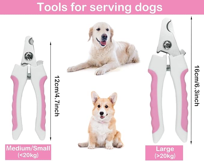 Dog & Cat Nail Clippers Kit, 5pcs, Pink
