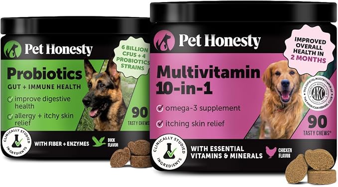 Dog Digestive & Multivitamin Bundle - Duck & Chicken, 90ct Each