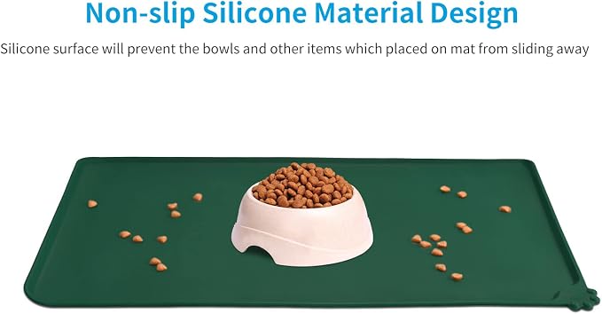 AUDWUD Silicone Waterproof Pet Feeding Mats,Anti Slip Bowl Pad, Dog Mat for Food and Water