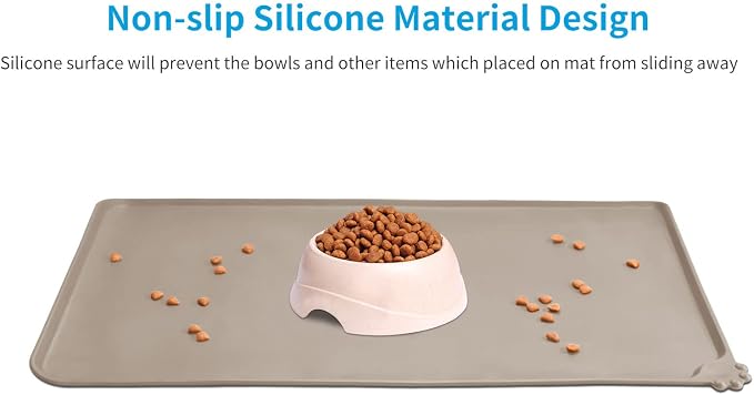 AUDWUD Silicone Waterproof Pet Feeding Mats,Anti Slip Bowl Pad, Dog Mat for Food and Water
