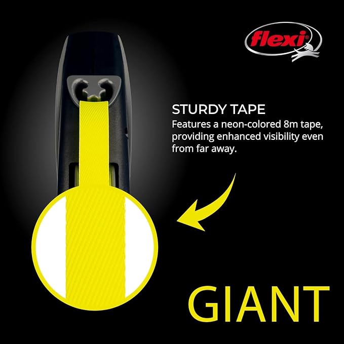 FLEXI® Giant Tape Retractable Dog Leash, Large, 26 ft - Black | German engineered, original flexi leash, durable quality for dogs up to 110 lbs, tangle-free, walking, reliable brake system