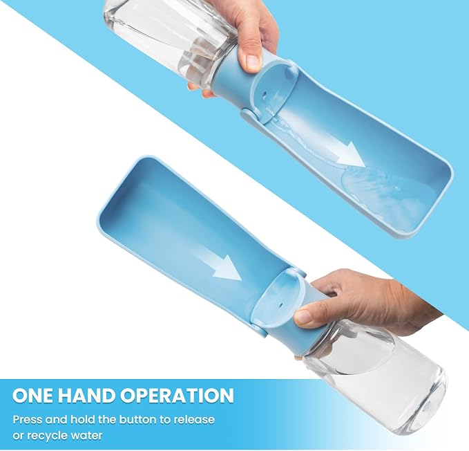 Portable Dog Water Bottle, Foldable, 19oz, SkyBlue