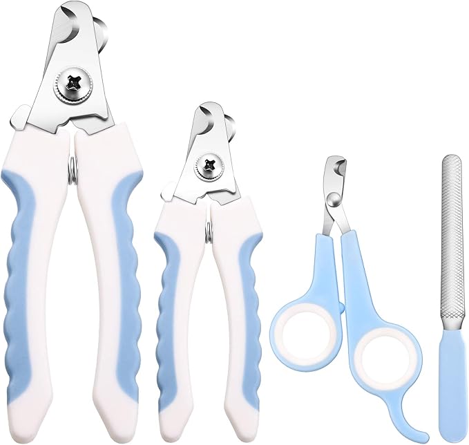 Mudder Dog & Cat Nail Clippers Kit, 4pcs, Blue & White