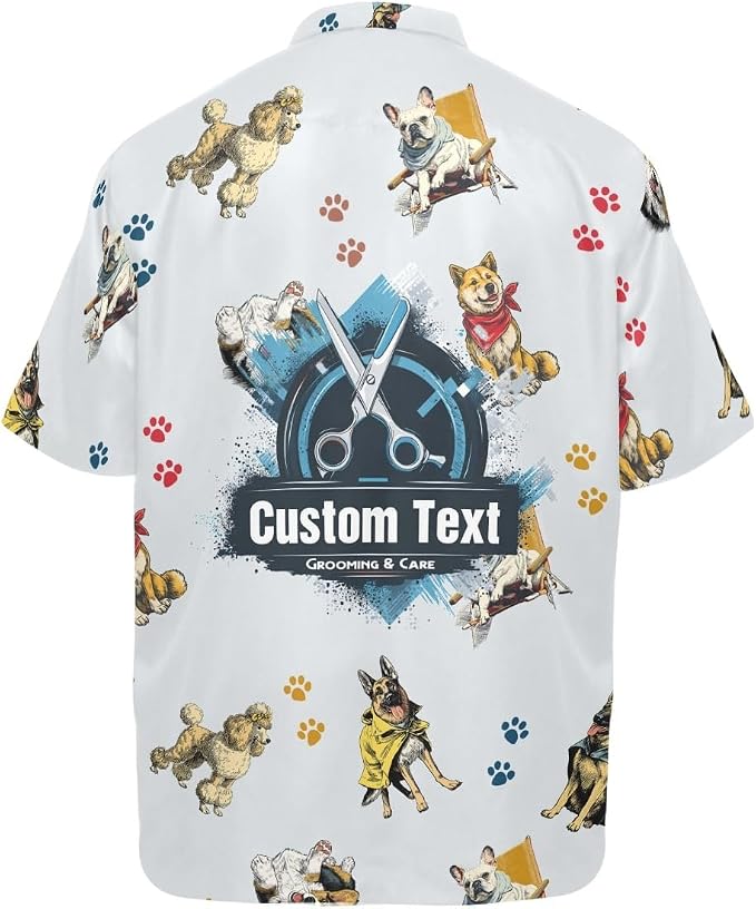 Personalized Dog Grooming Jacket – Waterproof Smock with Custom Logo and Name, Full-Zip Design with 3 Pockets