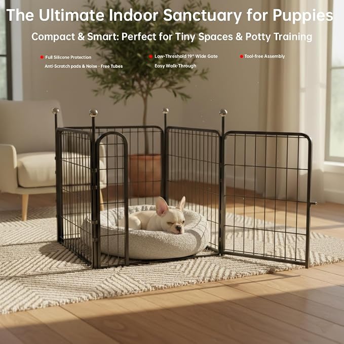 IGOOUO Puppy Playpen, 24in 4 Panels, One Door