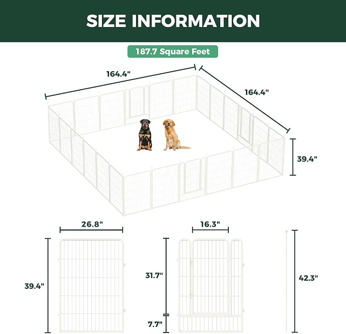 FXW Rollick Unleashed Dog Playpen, 40in, 24 Panels, Medium/Large, White
