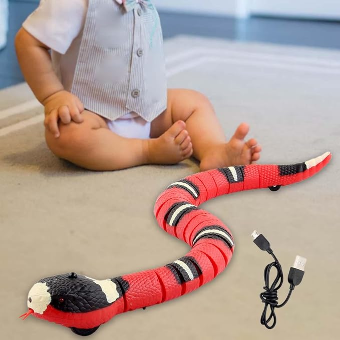 Electric Sensing Cat Toy Snake - Small Pet Toys Automatically Sense Obstacles Interactive Toy Gift, Realistic Rechargeable Tricky Simulation Toy, Snake Cat Toy for Cats Dogs