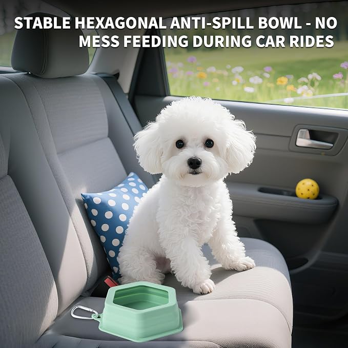 No Splash Dog Travel Bowl for Cars, Morandi Green