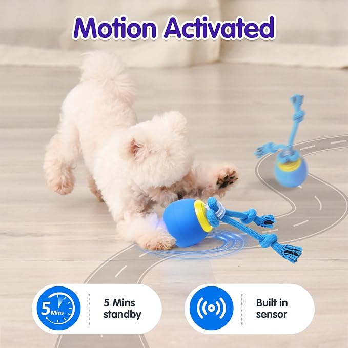 Interactive Dog Toys, Moving Dog Ball with Touch Activated, Active Rolling Ball for Puppy and Medium Dogs, Squeaky, USB Rechargeable
