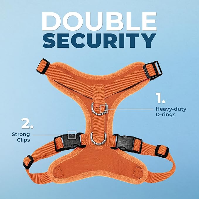 Voyager Step-in Lock Dog Harness - Orange, X-Small | 13 - 16" in Chest, Adjustable, Breathable Air Mesh, Lightweight for Daily Walks, Strong Clips, Heavy Duty D-Ring