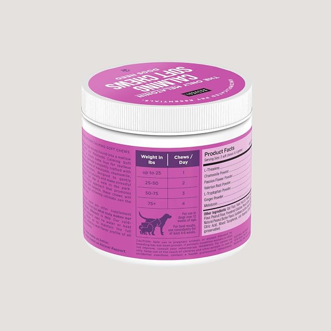 Natural Rapport Dog Calming Chews, Melatonin, Valerian, 120-Pack, 120ct