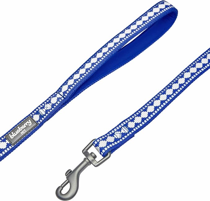 Blueberry Pet 3M Reflective Jacquard Dog Leash with Soft & Comfortable Handle, 5 ft x 5/8", Palace Blue, Small, Leashes for Dogs