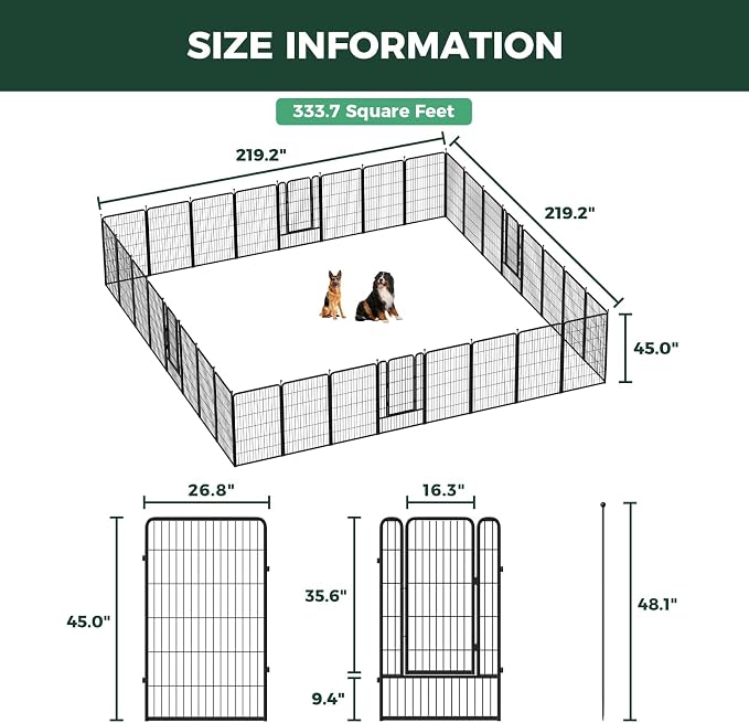 FXW Rollick Unleashed Dog Playpen, 45in, 32 Panels, Large, Black