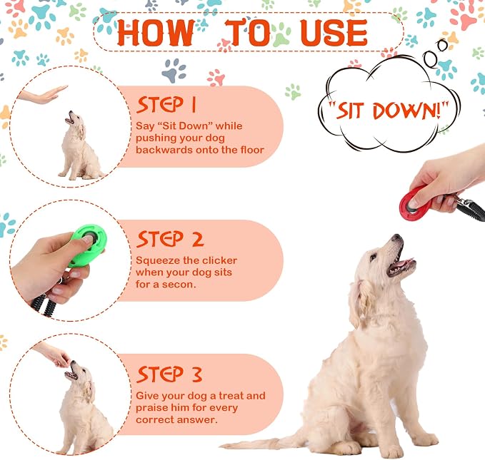 Kigeli 30 Pcs Dog Training Clicker for Pet with Wrist Strap Dog Cat Bird Clicker Puppy Training Supplies for Dogs Cats Horses Birds Behavioral Coaching Accessories (6 Colors)