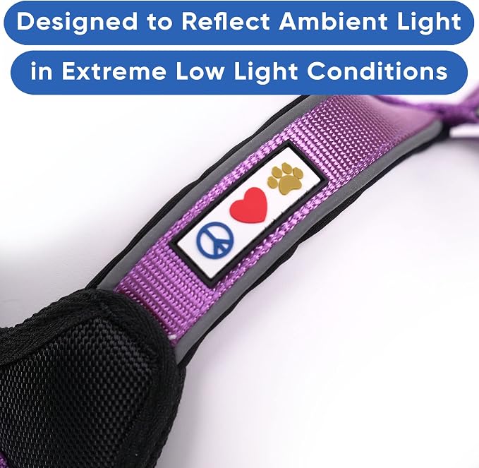 Pawtitas Reflective Padded Dog Harness for Large Dogs – Adjustable Step-in Vest | Fits Chest 27–33 in | No Pull Training Harness | L | Orchid