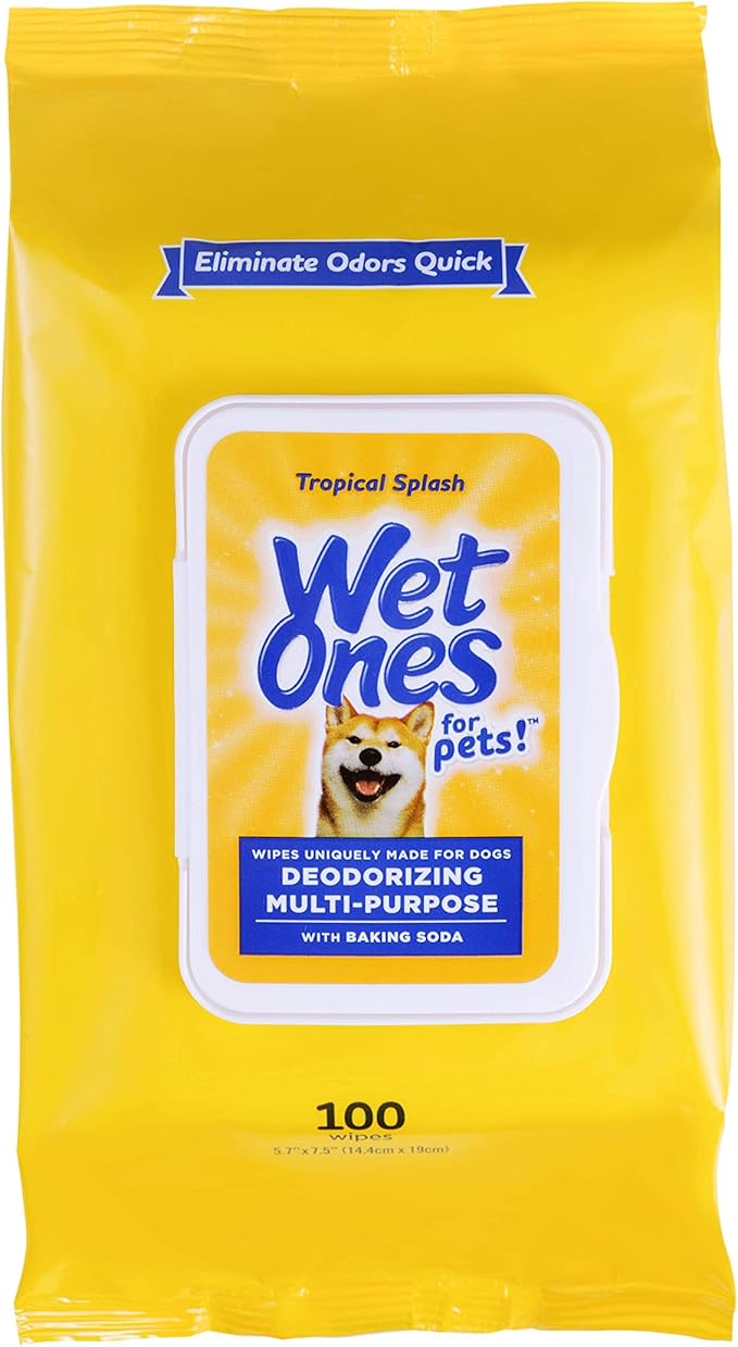 Wet Ones for Pets Deodorizing Dog Grooming Wipes, Wet Lock Seal, 100 Count