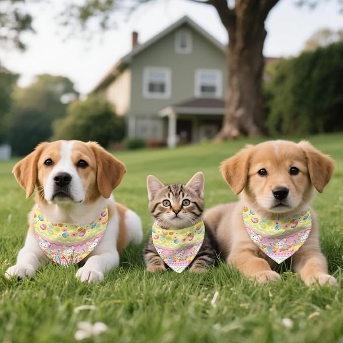 Forchrinse Easter Bunny Egg Dog Bandanas Triangle Bandana Soft Polyester Pet Scarf Dog Kerchief, One Size, Polyester, Easter Bunny Egg