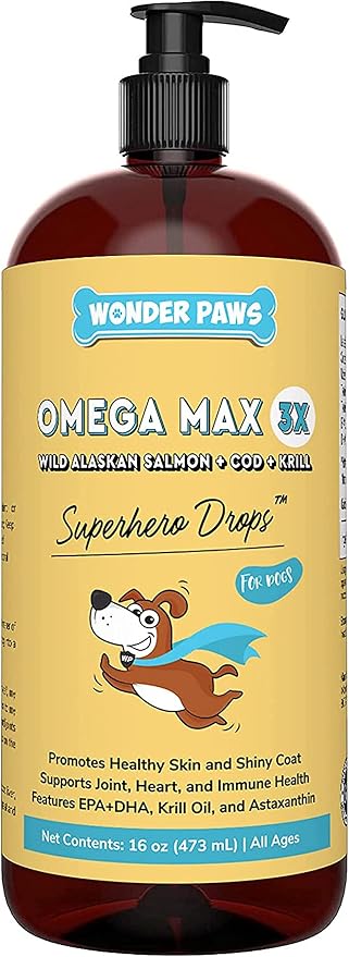 WONDER PAWS Omega Max Fish Oil Plus Daily Multivitamin Chews - for Dog Joint Health, Skin Moisture, Immune System Support & Daily Wellness - Omega Max 16 Ounces - Multivitamin 60 Chews